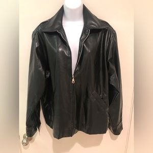 POSITANO  LEATHER LOOk BLACK MOTO JACKET